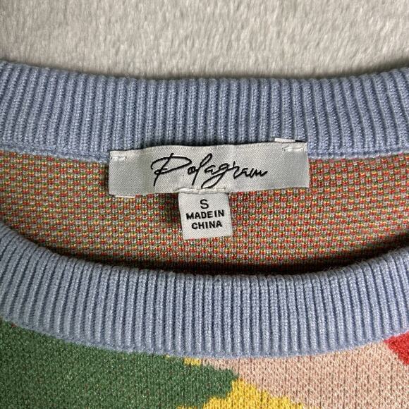 Polagram Crew Knit Sweater Womens Small Colorful Abstract Bold Maximalist - Picture 7 of 7